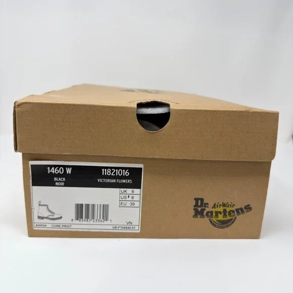 Dr. Martens Womens Black /Pink Floral Canvas Lace-Up Boots Size 8 US / 39 EU - Picture 7 of 9